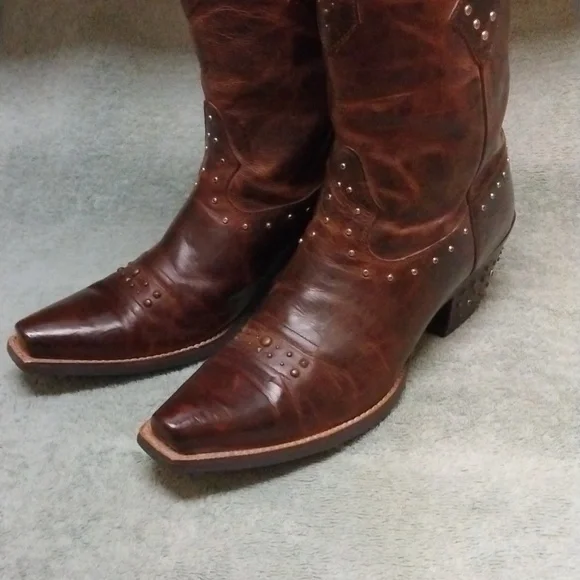 Ariat Brown Leather Rhinestone Boots size 9.5 - Picture 10 of 15